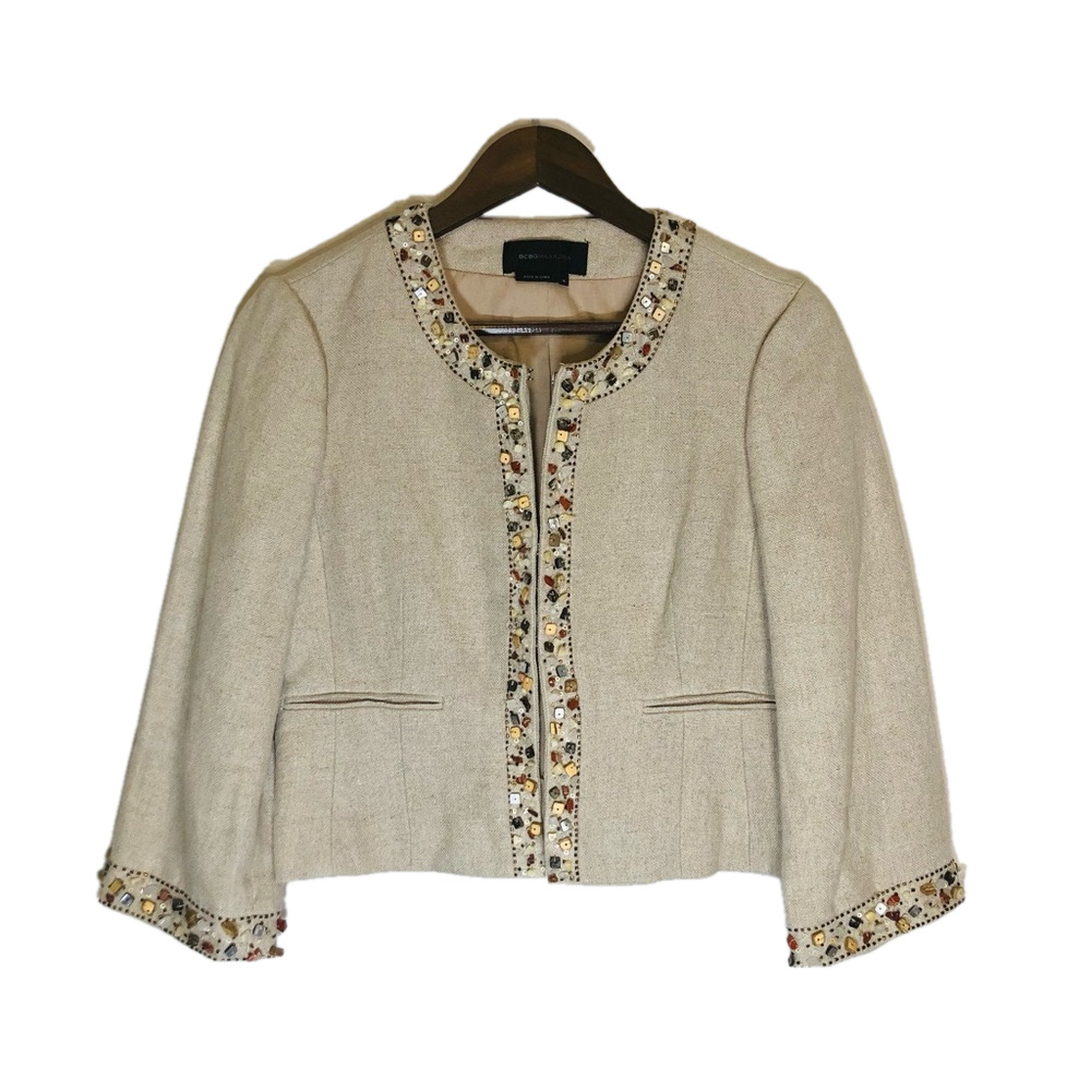 BCBGMaxazria Beaded Stone Cropped Jacket